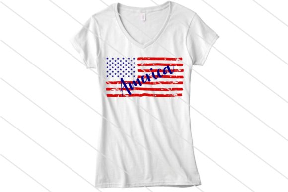 America with Distressed Flag: Graphics for Crafts