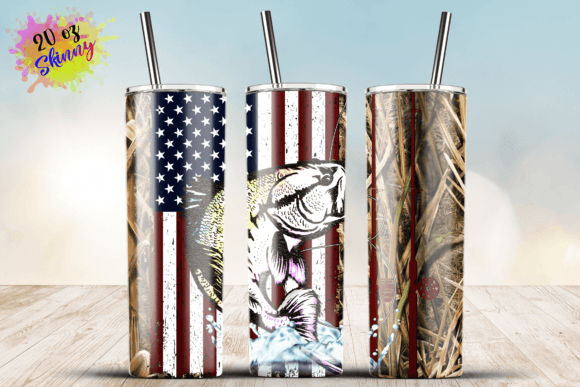 American Flag Camo Fishing 20oz Wrap: Graphics for Crafts