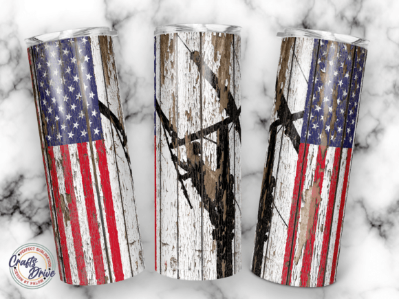 American Flag Lineman Tumbler 20oz PNG: Graphics for Crafts & Content