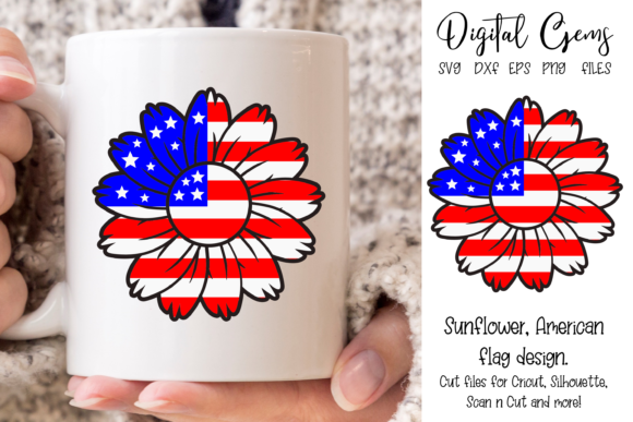 American Flag Sunflower Design: Graphics for Crafts & Brand Projects