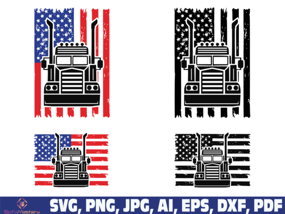 American Flag Trucker SVG: Graphics for Crafts & Content Publishing