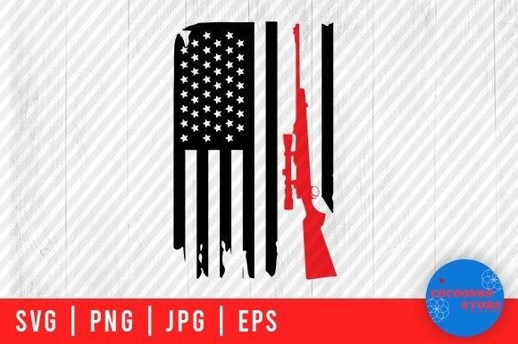American Flag with Hunting Rifles SVG