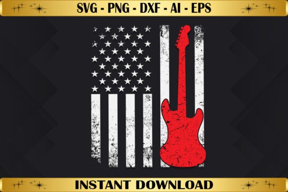 Bass Player American Distressed Flag Graphics for Crafts