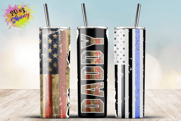 Best Dad Ever USA Flag Thin Blue Line Graphics
