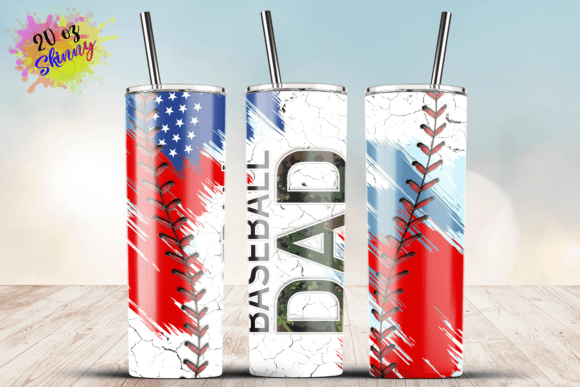 Camo American Flag Baseball Dad 20ozWrap