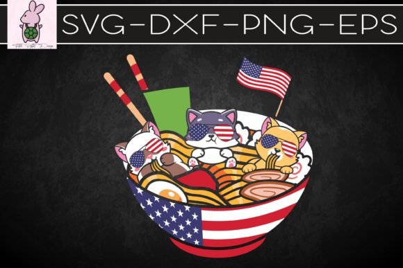 Cats Ramen Anime US Flag Funny Graphics for Crafts