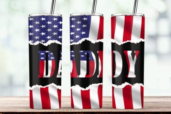 Daddy American Flag 20 Oz Tumbler Wrap Graphics