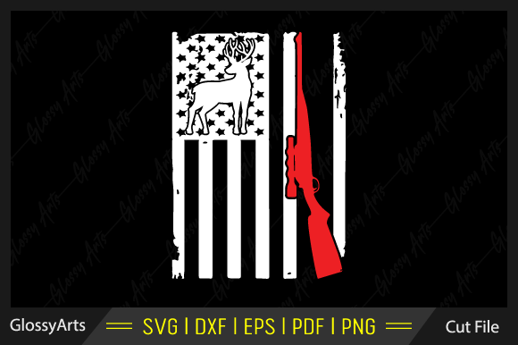 Deer Hunting American Flag SVG Graphics for Crafts