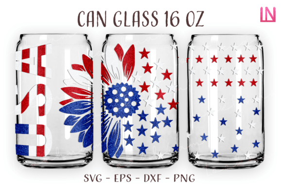 Half Sunflower USA Flag Can Glass Wrap