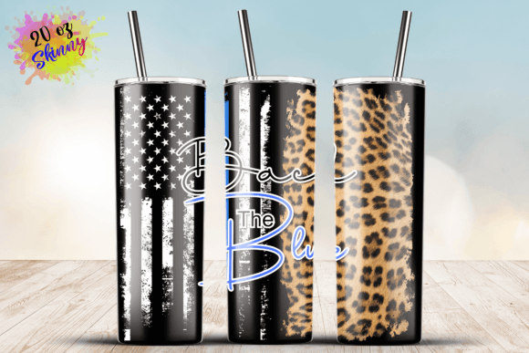 Leopard Blue Line USA Thin Flag 20oz Graphics & Crafts