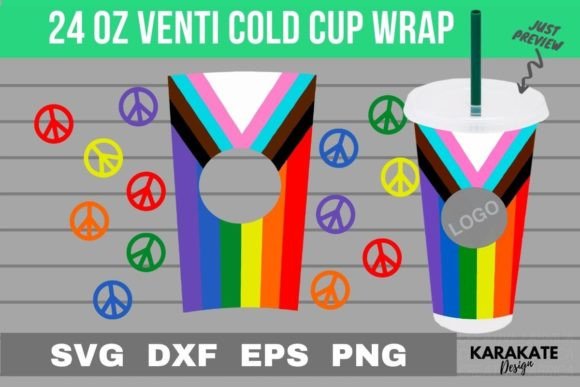 LGBTQ Peace Flag Venti Hole Wrap: Graphics for Crafts & Local Branding