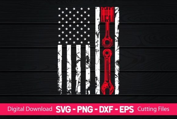 Mechanic American Flag Graphics for Crafts
