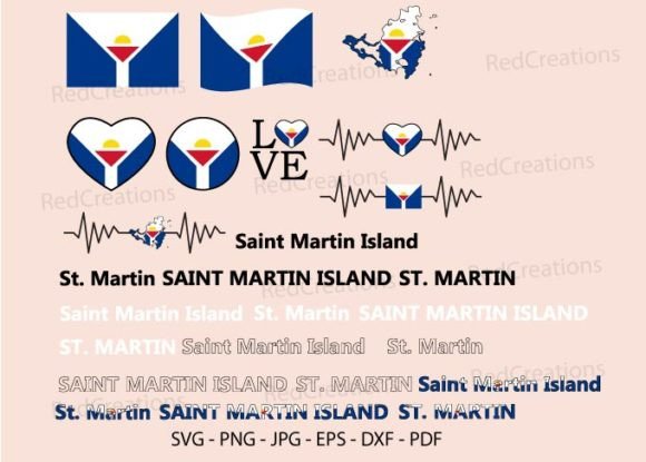 Saint Martin Island Flag Bundle SVG: Graphics for Crafts