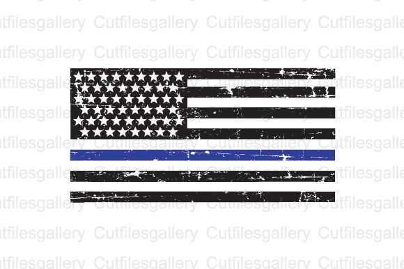 Thin Blue Line Distressed Flag Graphics for Crafts