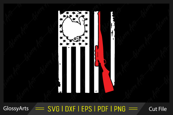 Turkey Hunting American Flag SVG Graphics for Crafts