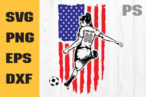 Us Soccer Girl Patriotic Distressed Flag Graphics