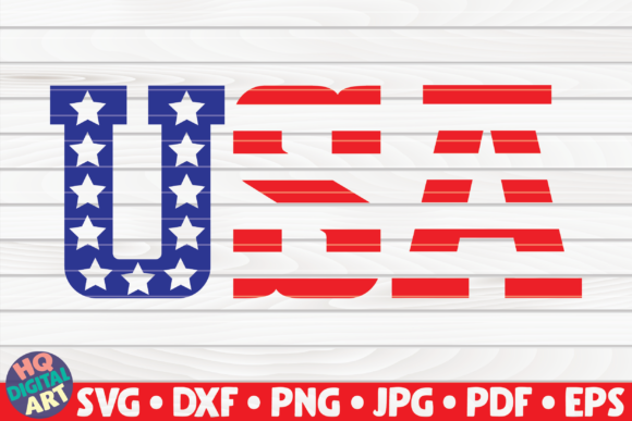USA Word Flag 4th of July Design: Graphics for Crafts & Seasonal Branding